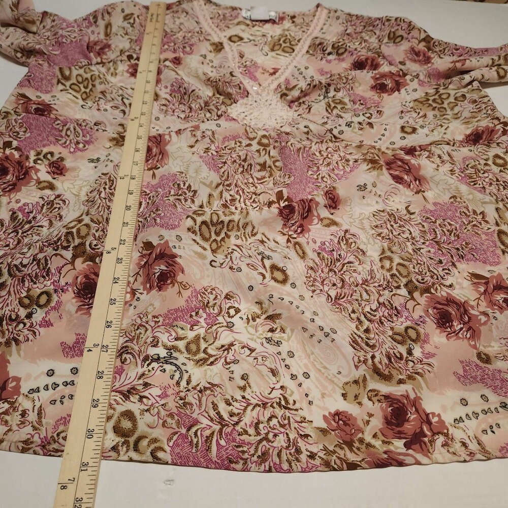 ❤️ 4/$20 Denim 24/7 top Women's 26W floral embellished blouse embroidery beaded - Picture 8 of 16